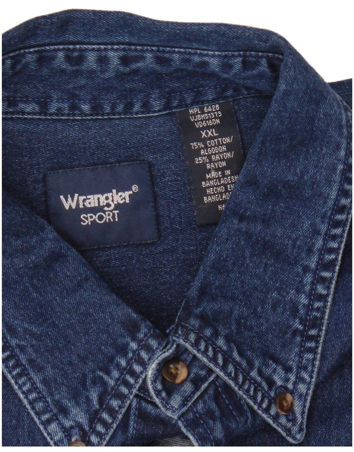 Ανδρικό τζιν πουκάμισο Wrangler 2XL Navy Blue Cotton