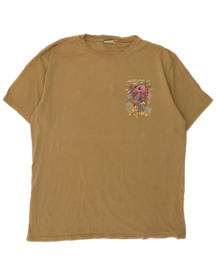 Μπλουζάκι Weird Fish Graphic T-Shirt Top Medium Khaki Cotton