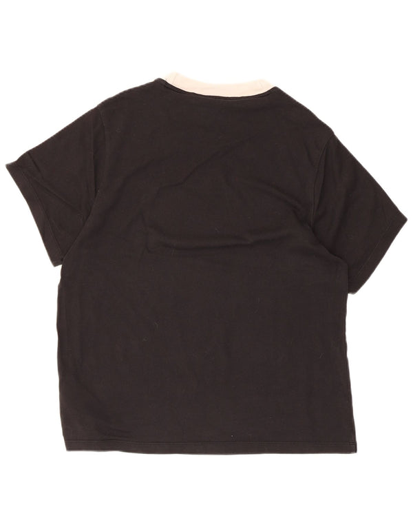 Adidas Γυναικείο T-Shirt Top UK 10 Small μαύρο βαμβακερό