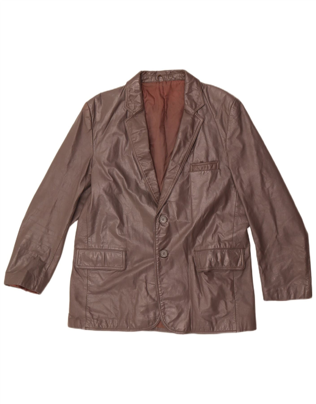 Vintage ανδρικό δερμάτινο σακάκι 2 κουμπιών UK 44 2XL καφέ δέρμα