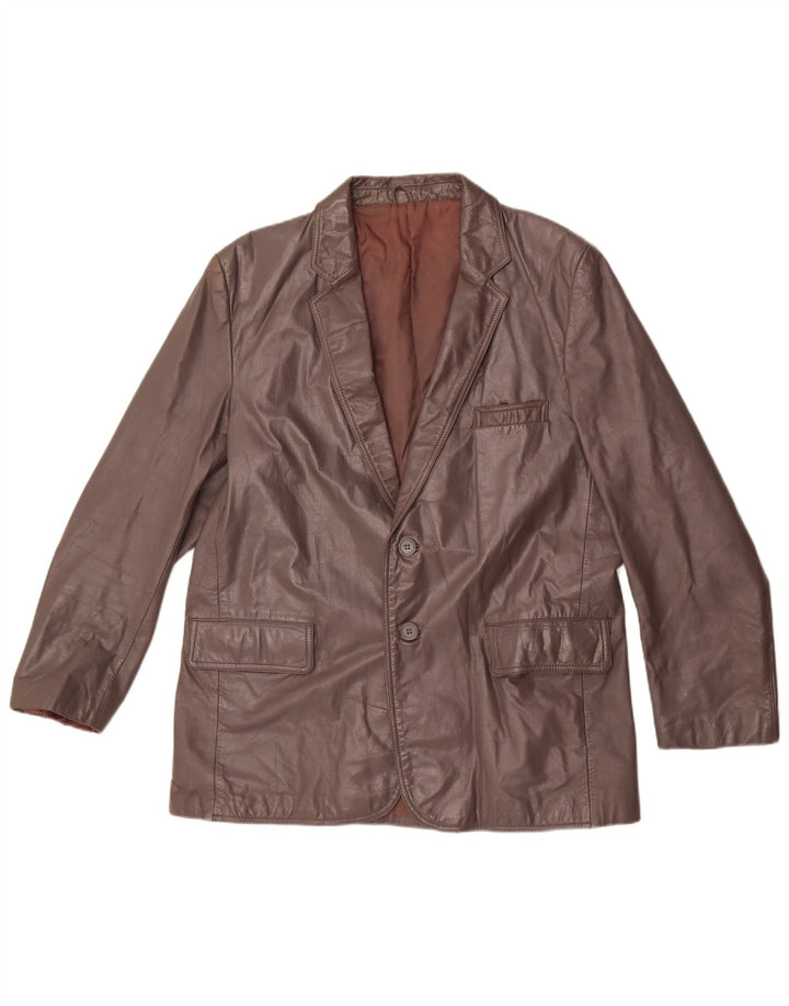 Vintage ανδρικό δερμάτινο σακάκι 2 κουμπιών UK 44 2XL καφέ δέρμα