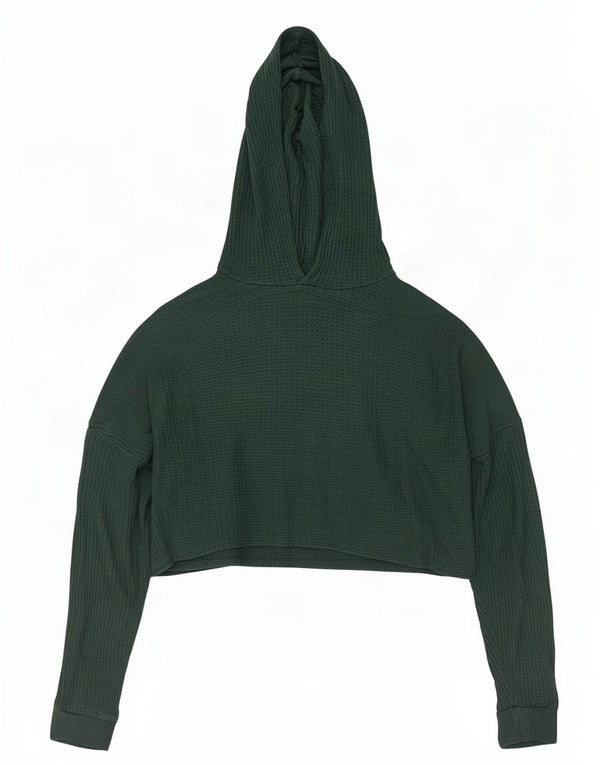 Topshop Γυναικείο Oversized Hooded Crop Top UK 16 Large Green Viscose