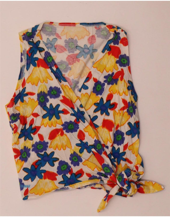 Colmar Womens Wrap Crop Top UK 14 Μεγάλο πολύχρωμο φλοράλ βαμβάκι