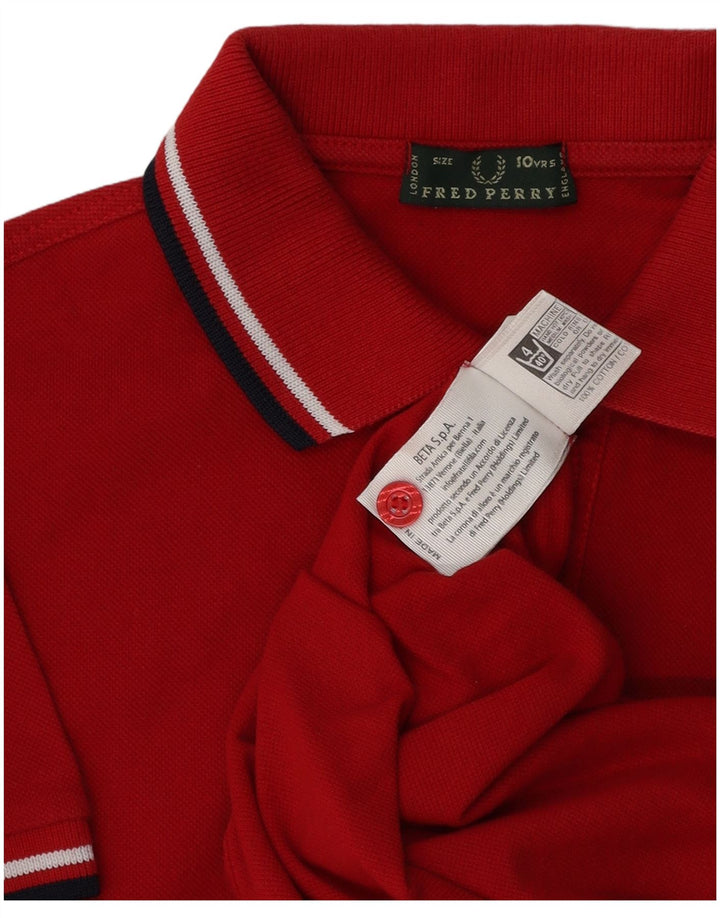 Fred Perry Boys Polo πουκάμισο 9-10 ετών Κόκκινο βαμβακερό