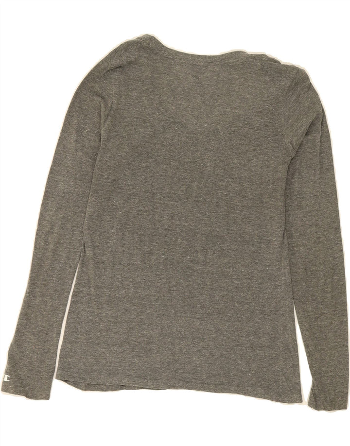 CHAMPION Womens Graphic Top Long Sleeve UK 12 Medium Grey College Vintage Champion and Second-Hand Champion from Messina Hembry 