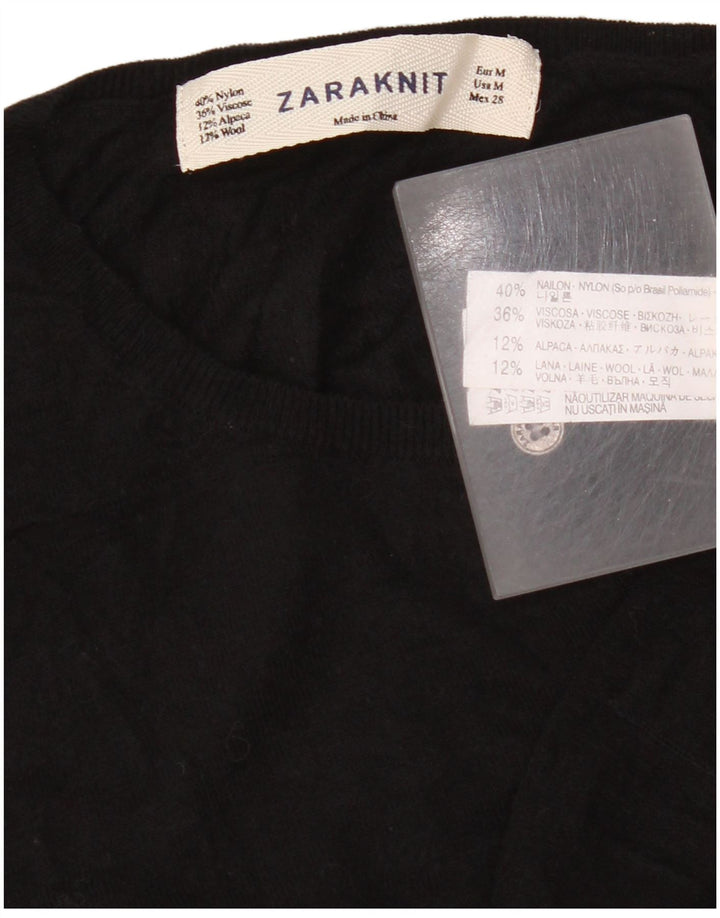 Zara Γυναικείο πουλόβερ UK 14 Medium Black Nylon