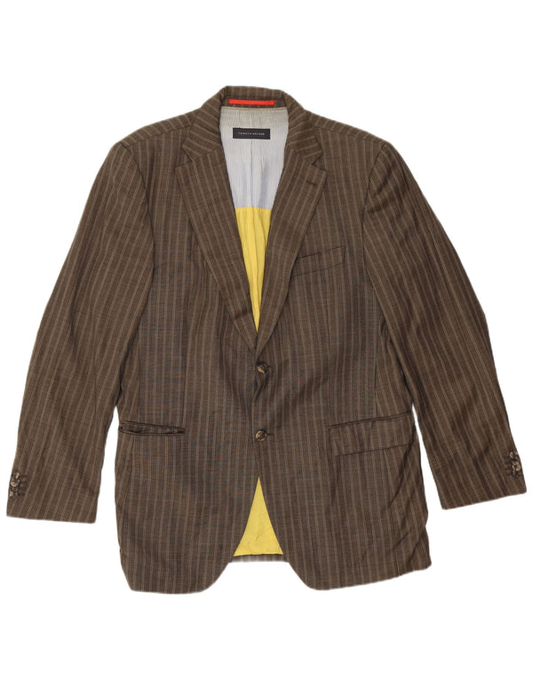 Tommy Hilfiger Ανδρικό σακάκι σακάκι με 2 κουμπιά IT 52 XL καφέ ριγέ βισκόζη