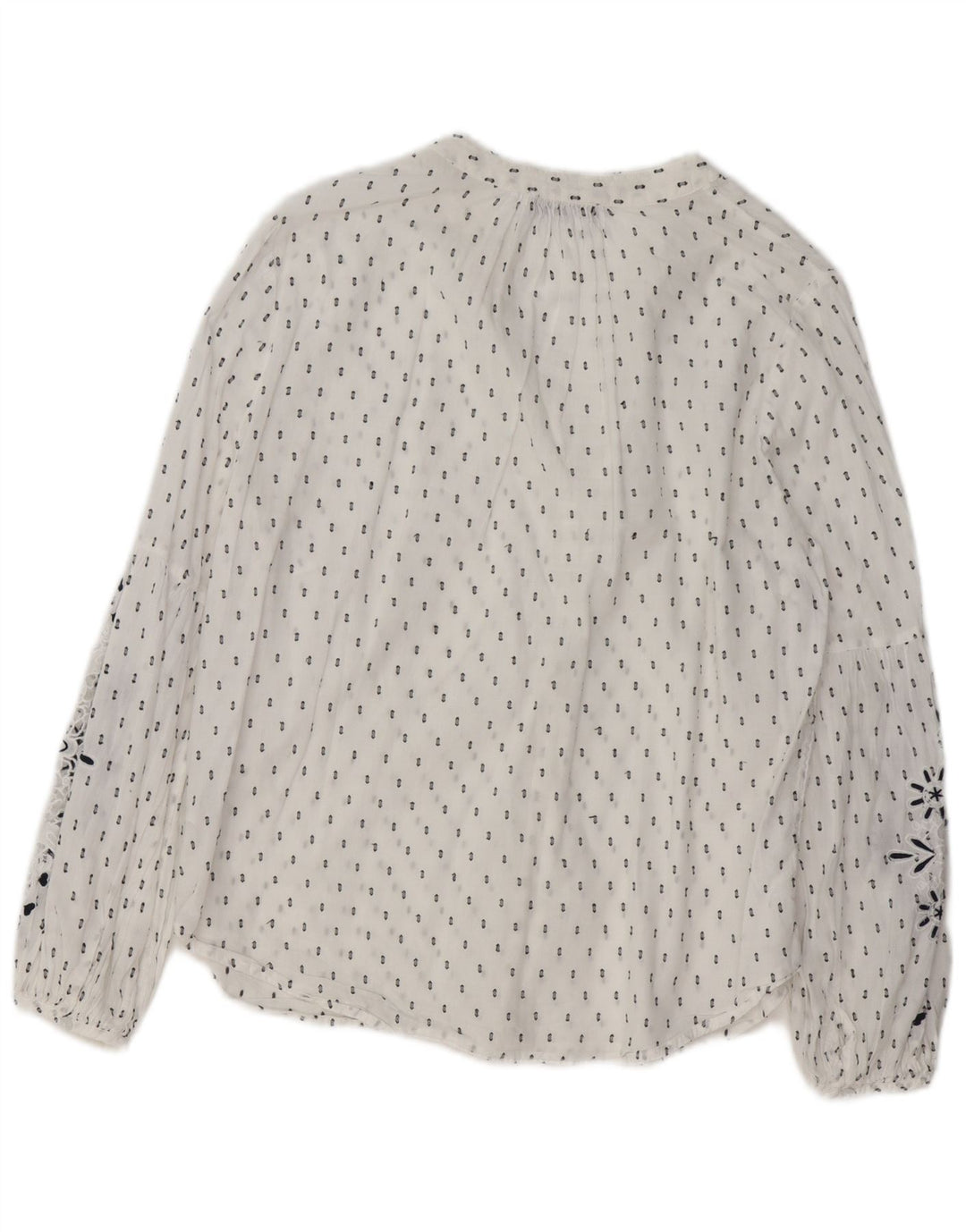 Γυναικείο γραφικό πουκάμισο MINT VELVET Μπλούζα UK 14 μεγάλο λευκό βαμβακερό φλοράλ