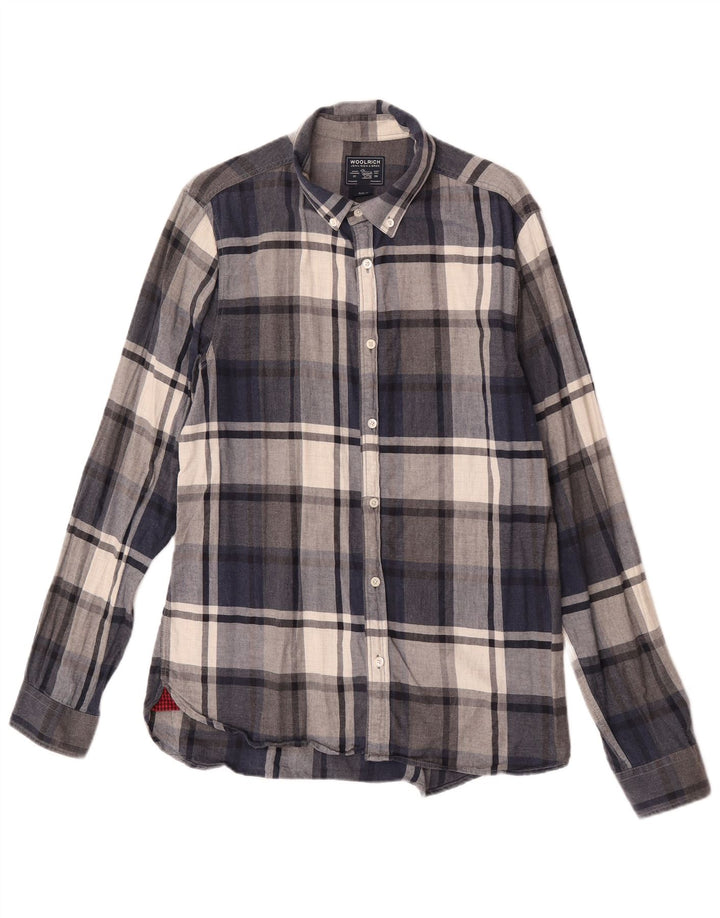 Ανδρικό φανελένιο πουκάμισο Woolrich Medium Navy Blue καρό