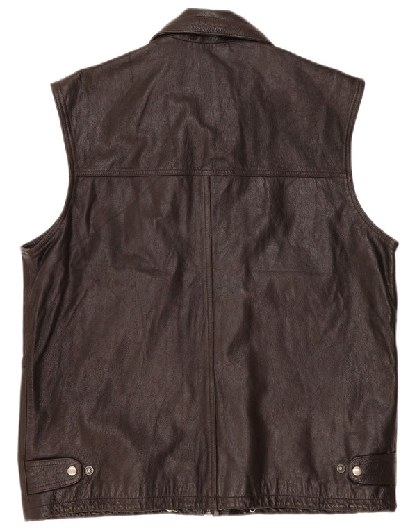 Helium Mens Leather Gilet UK 42 XL Καφέ Δέρμα