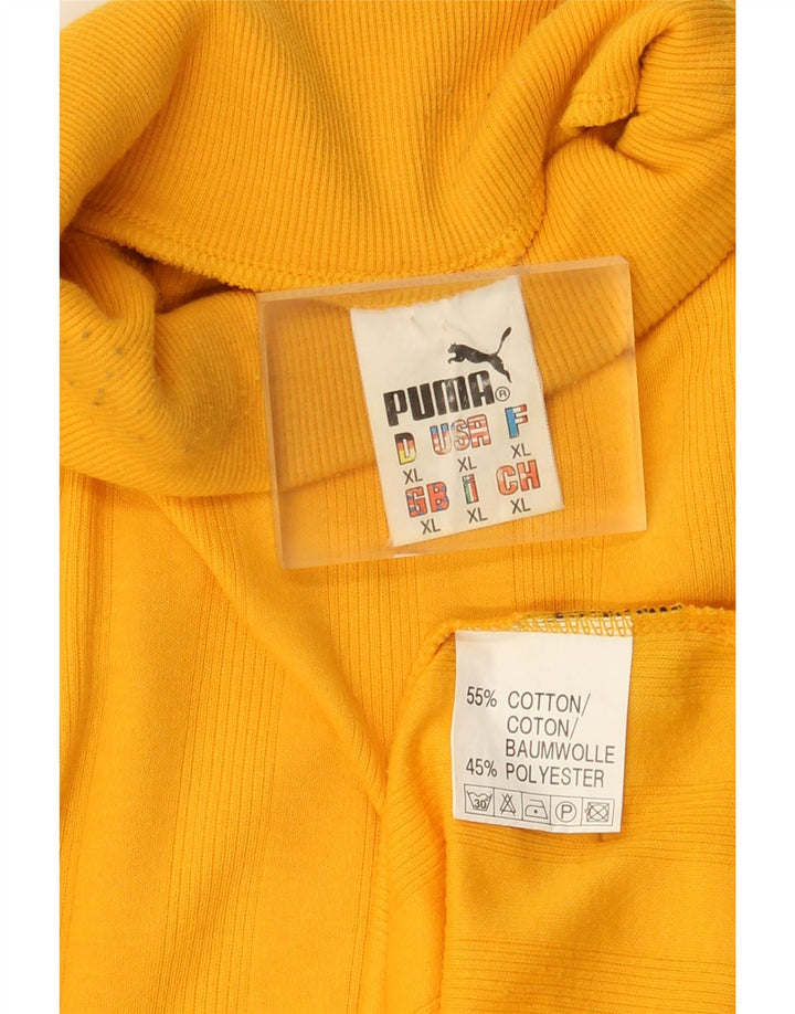 Ανδρικό τοπ Puma μακρυμάνικο XL κίτρινο βαμβακερό ριγέ