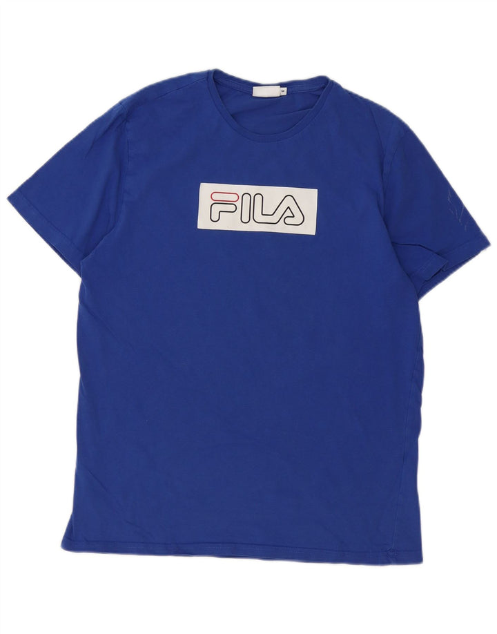 Ανδρικό γραφικό T-Shirt Fila Top από μεσαίο μπλε βαμβακερό