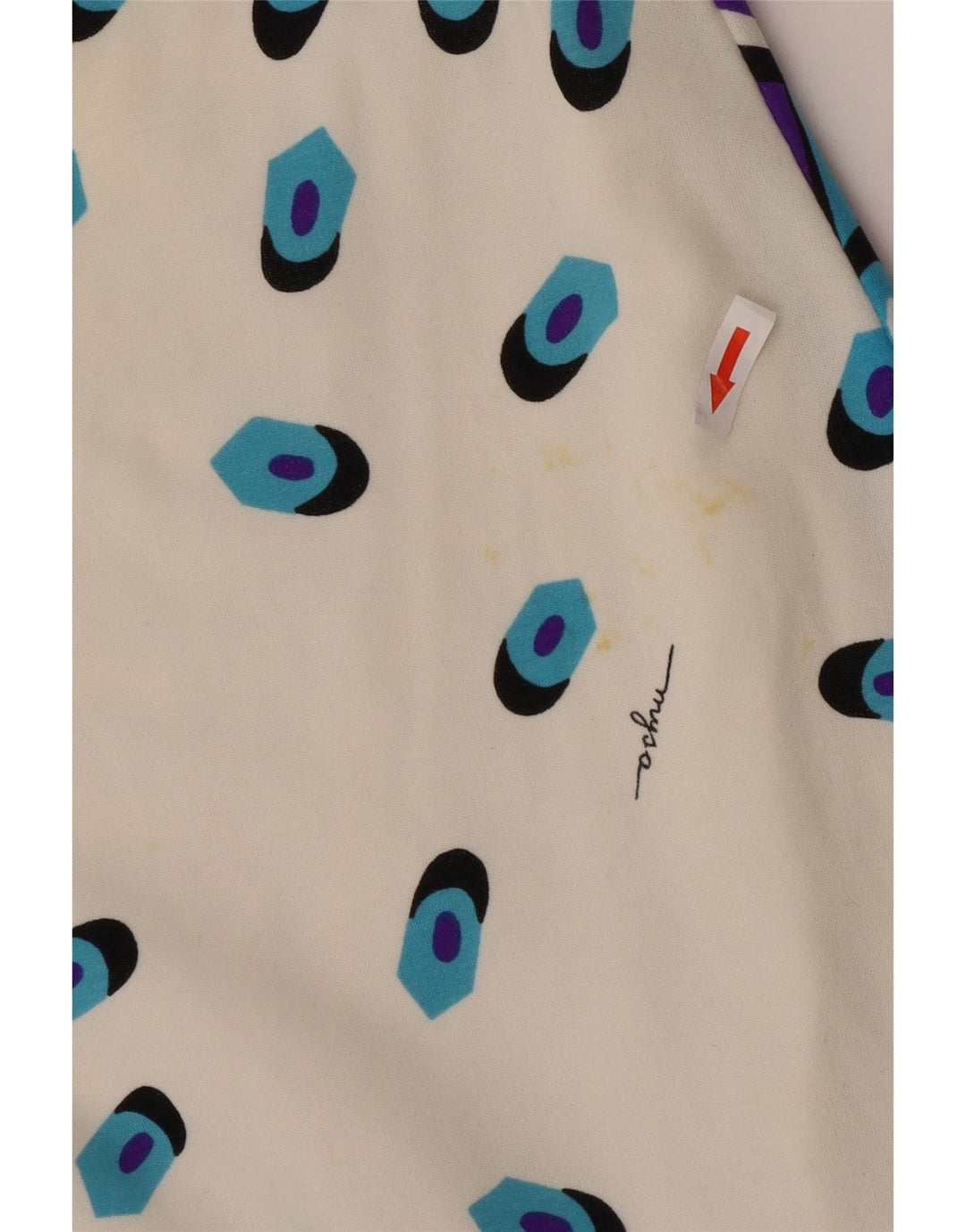 Vintage γυναικεία 2 τεμάχια σετ φούστα IT 46 Large W28 Λευκό γεωμετρικό πολυαμίδιο
