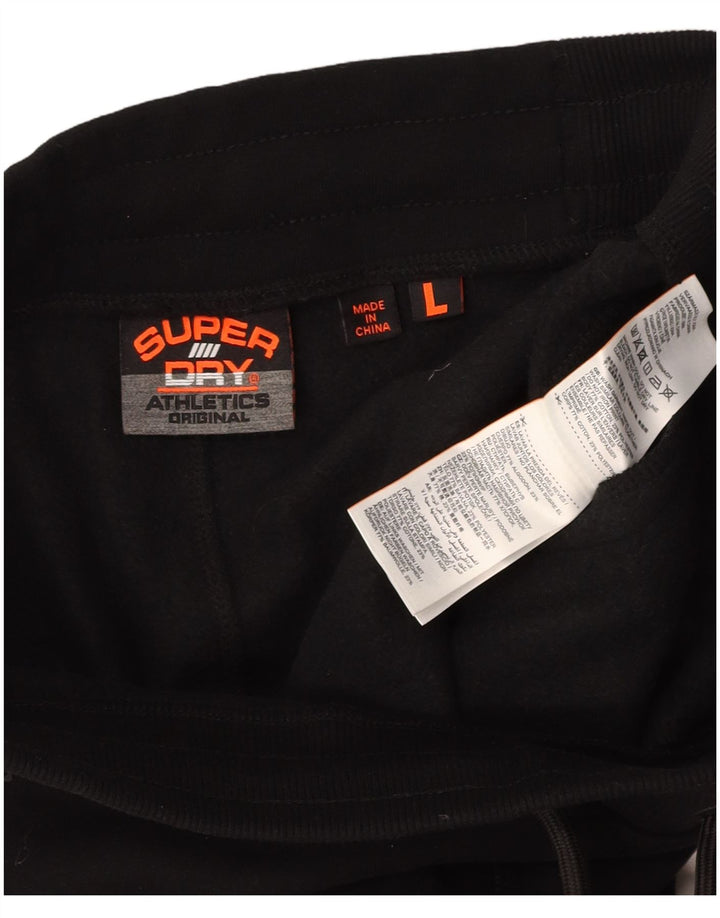 Ανδρική φόρμα SUPERDRY Παντελόνι Joggers Μεγάλο Μαύρο Βαμβακερό