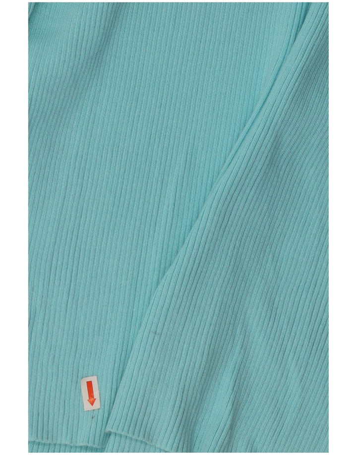 RALPH LAUREN Γυναικείο πουλόβερ με ρολό λαιμόκοψη UK 14 μεγάλο μπλε βαμβακερό