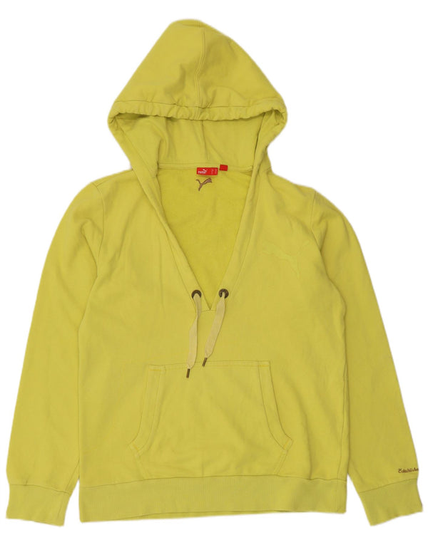 Puma Γυναικείο Hoodie Jumper UK 16 μεγάλο κίτρινο βαμβακερό
