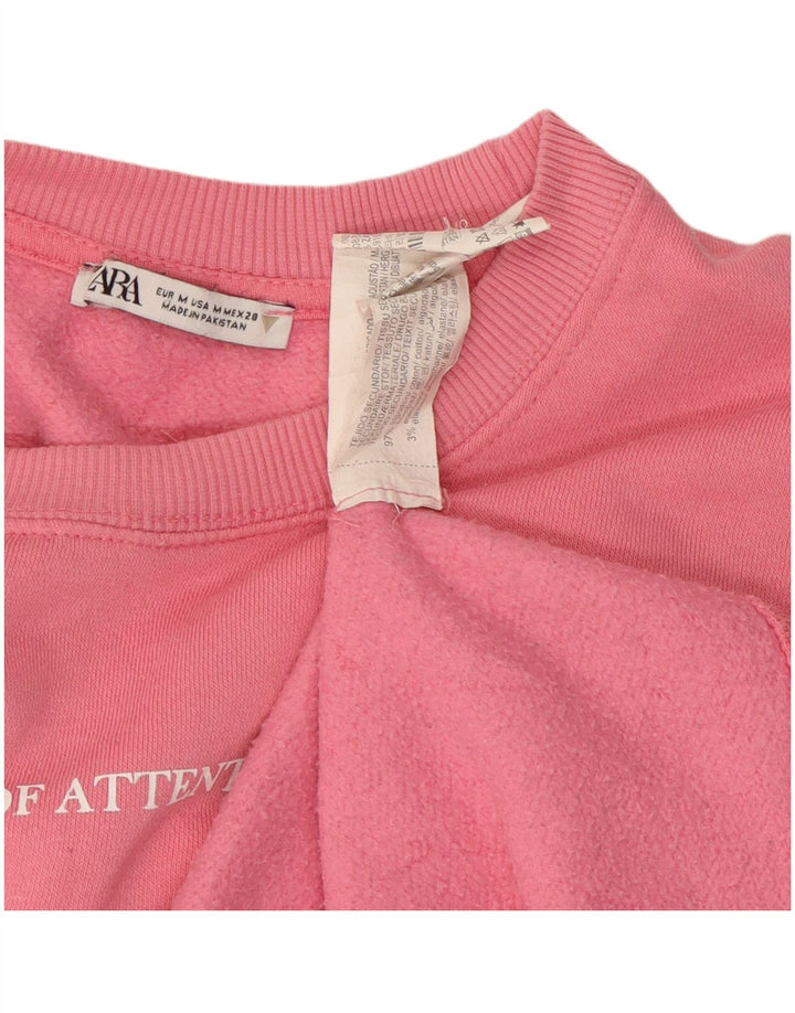 Γυναικείο γραφικό φούτερ ZARA Jumper UK 14 Μεσαίο Ροζ Βαμβακερό