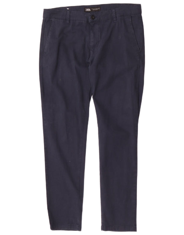 Zara Ανδρικό Slim παντελόνι Chino EU 44 Large W34 L31 Navy Blue Cotton
