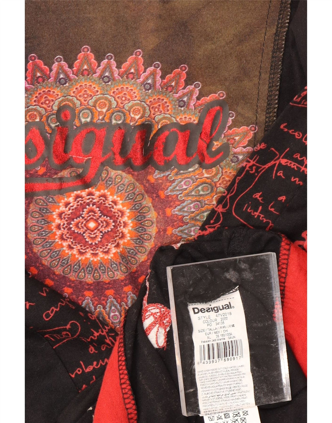 DESIGUAL Γυναικείο μακρυμάνικο φόρεμα A-Line UK 18 XL Μαύρο Paisley