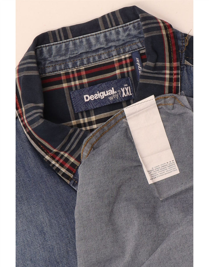 Ανδρικό τζιν πουκάμισο Desigual Regular Fit 2XL Μπλε Βαμβακερό Patchwork