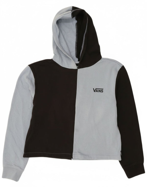 Vans Girls Crop Hoodie Jumper 10-11 ετών Medium Blue Colorblock βαμβακερό