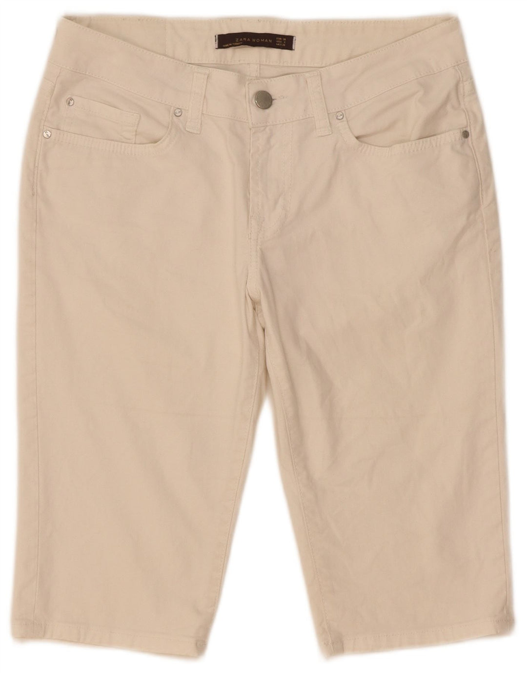 Zara Γυναικείο τζιν σορτς EU 38 Small W28 Μπεζ βαμβακερό