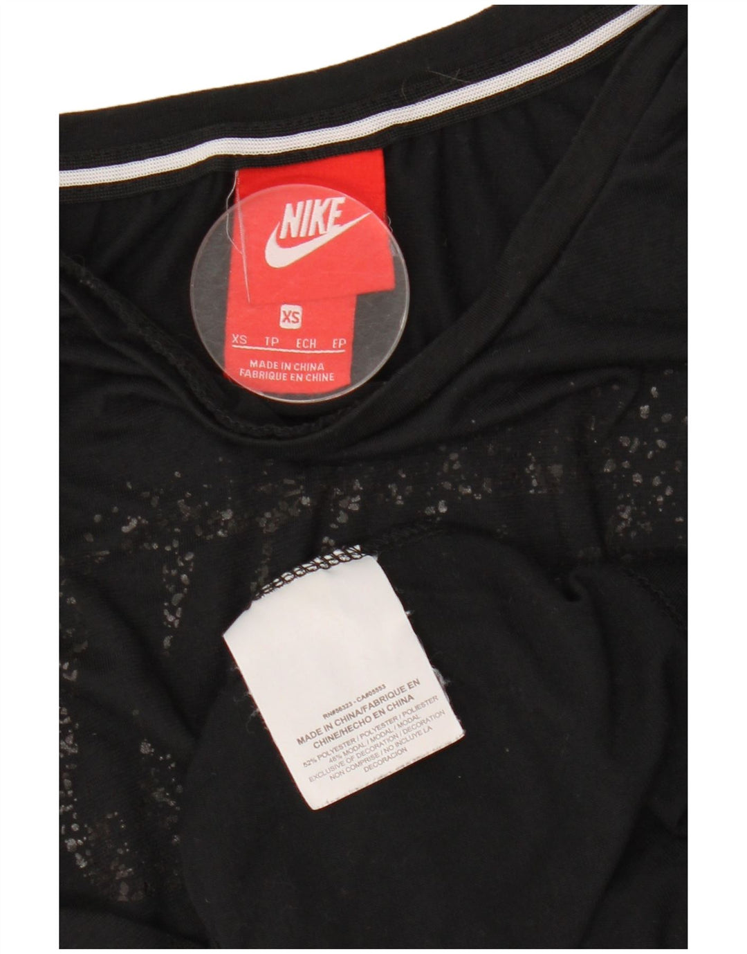 Γυναικείο γραφικό μπλουζάκι NIKE Top UK 6 XS μαύρο πολυεστέρα