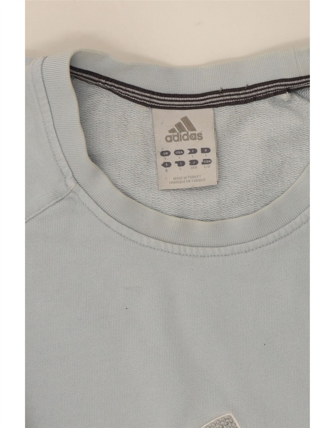 ADIDAS Mens Graphic Sweatshirt Jumper Large Blue Cotton Vintage Adidas and Second-Hand Adidas from Messina Hembry 