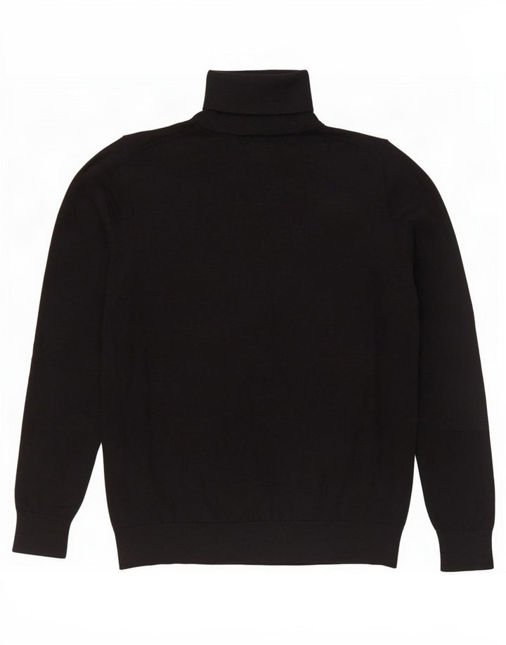 Massimo Dutti Γυναικείο πουλόβερ με ρολό λαιμόκοψη UK 14 μεγάλο μαύρο μεταξωτό