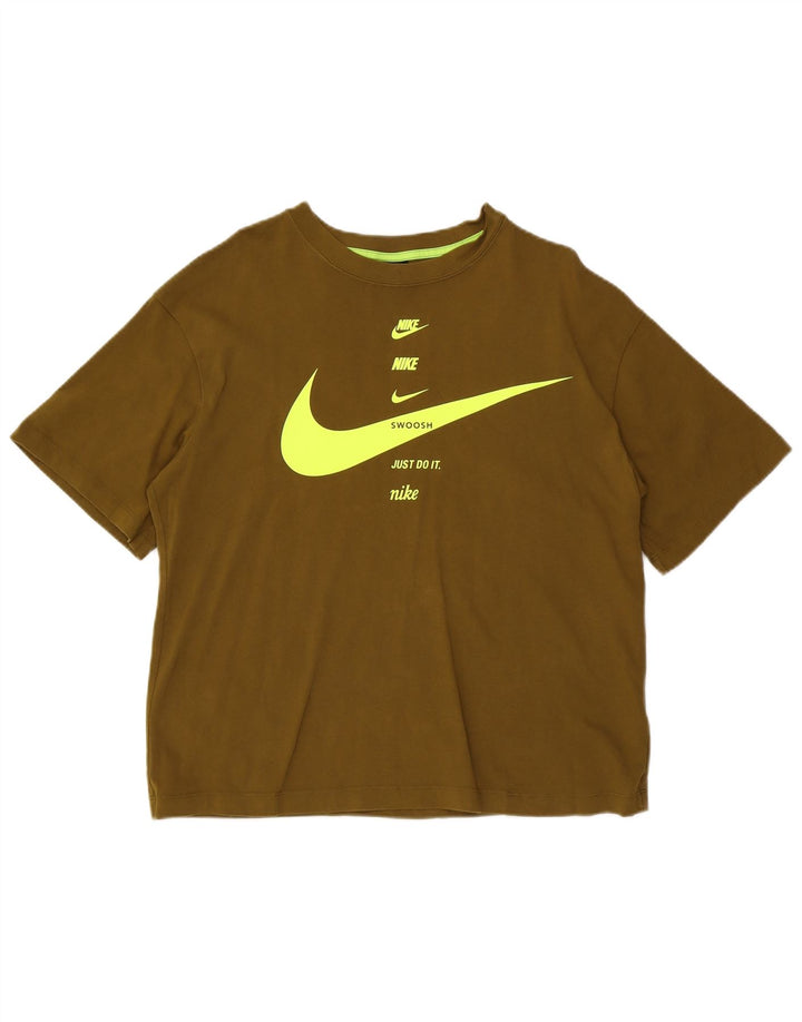 Ανδρικό γραφικό μπλουζάκι Nike, μεσαίο βαμβακερό χακί