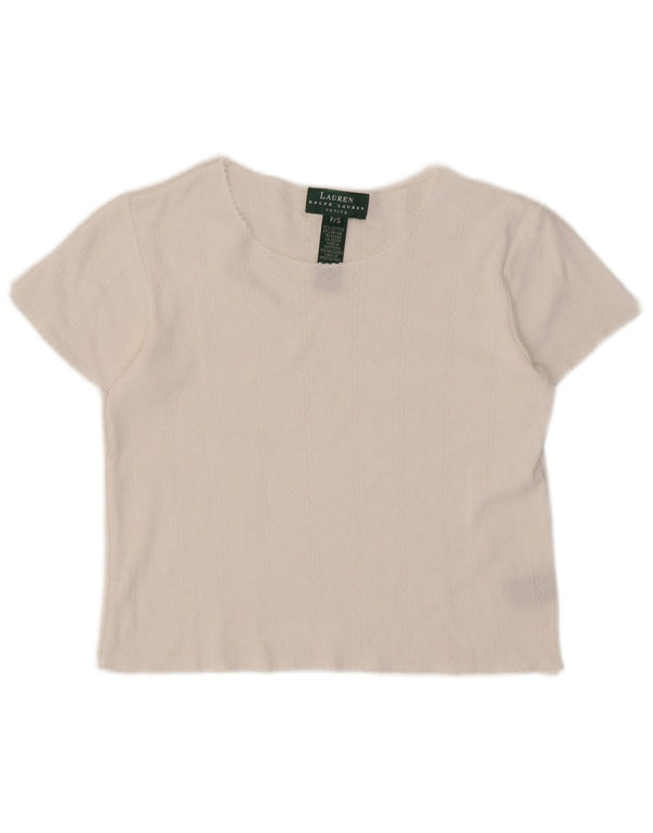 Ralph Lauren Womens Petite Crop T-Shirt Top UK 10 Small White Cotton