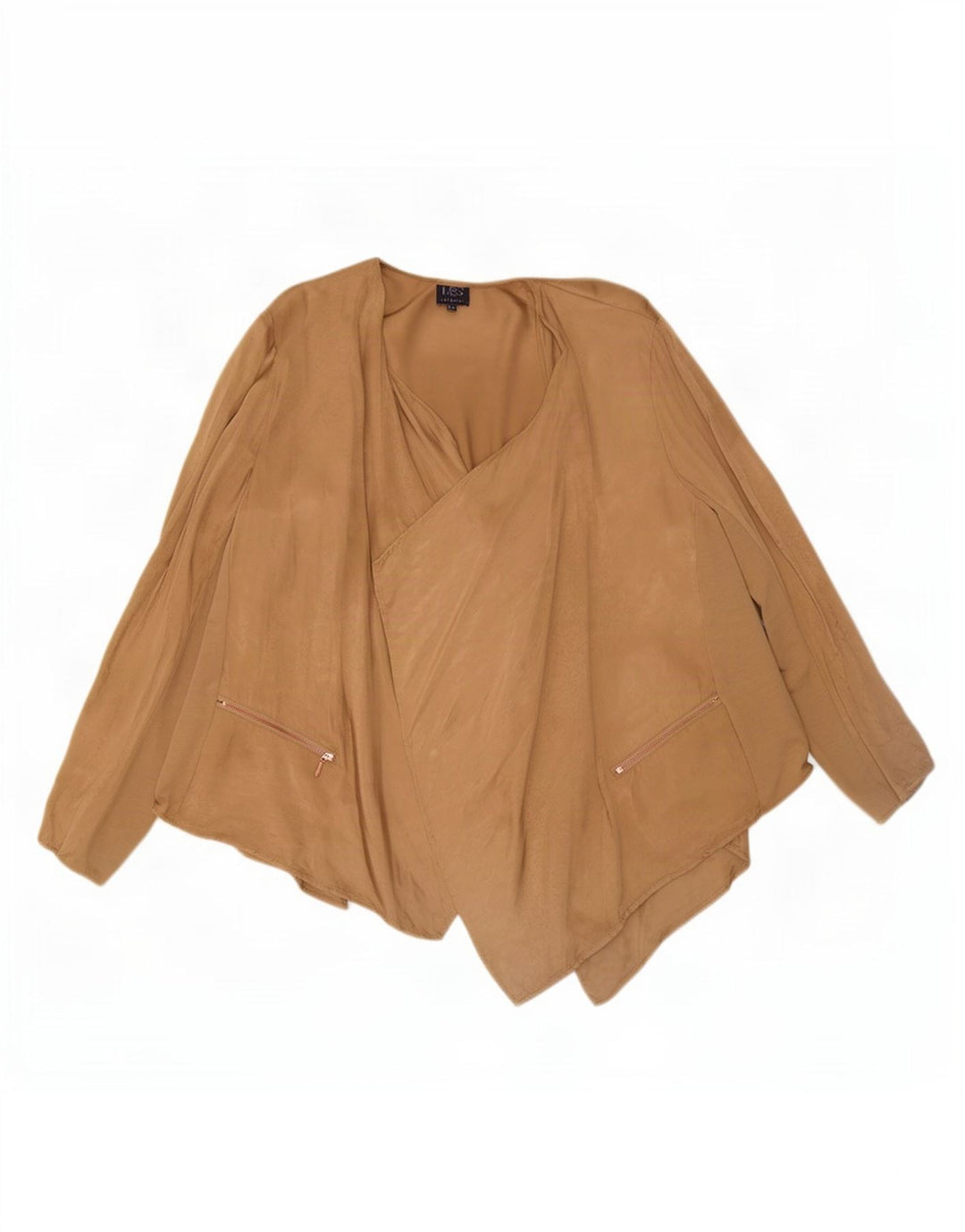 Marks & Spencer Asymmetric Cardigan Top UK 24 4XL Beige Polyester