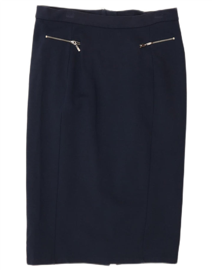 Marks & Spencer Γυναικεία Midi Φούστα UK 12 Medium W30 Navy Blue Polyamide