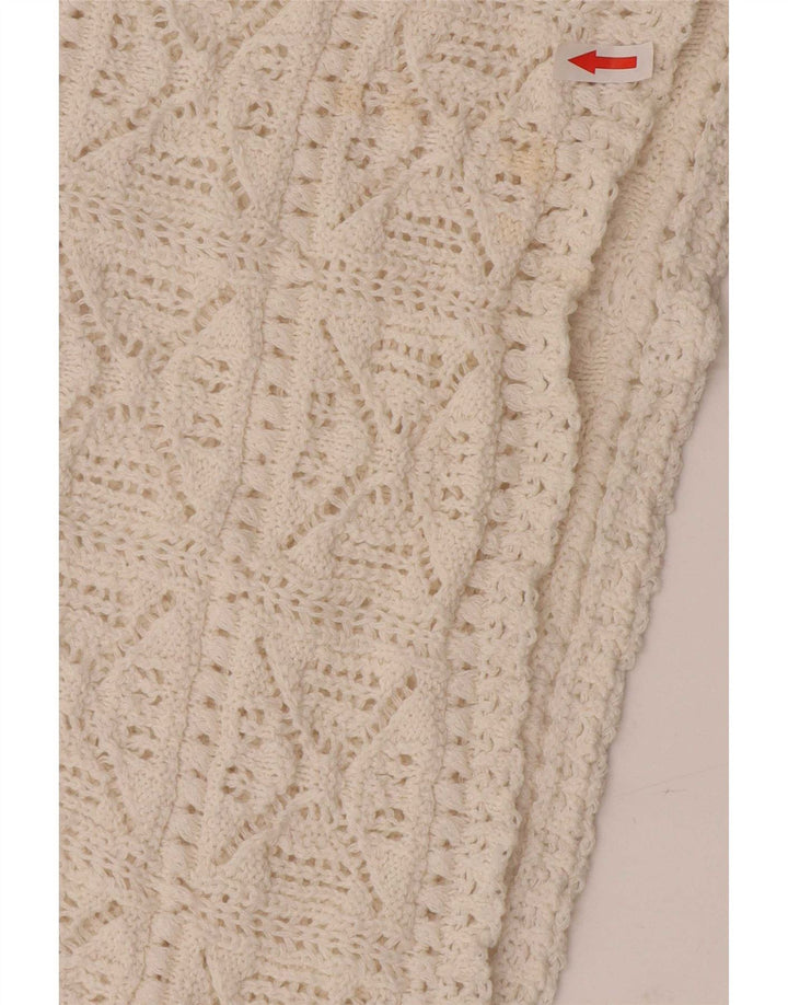 Zara Γυναικεία Μπλούζα με βελονάκι Oversized UK 10 Small White Cotton