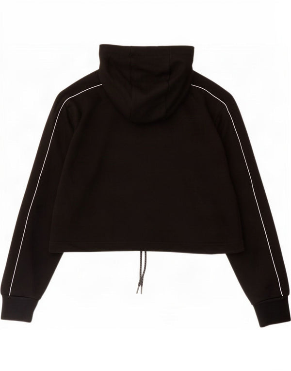 Ellesse Γυναικείο Crop Graphic Hoodie Jumper UK 12 Medium Black Cotton