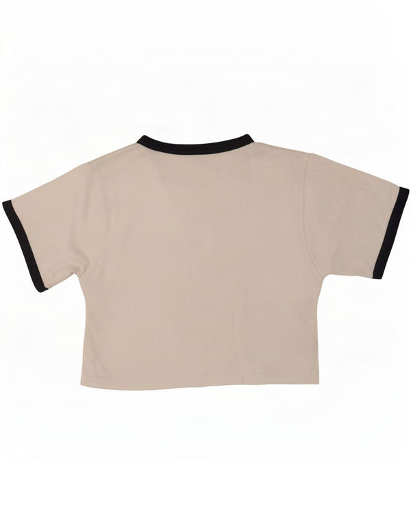 Ellesse Γυναικείο Crop Graphic T-Shirt Top UK 6 XS White Colourblock