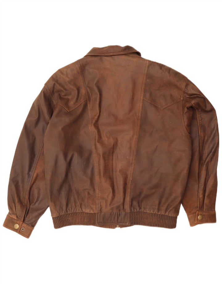 Vintage Ανδρικό Δερμάτινο Μπουφάν IT 52 XL Καφέ