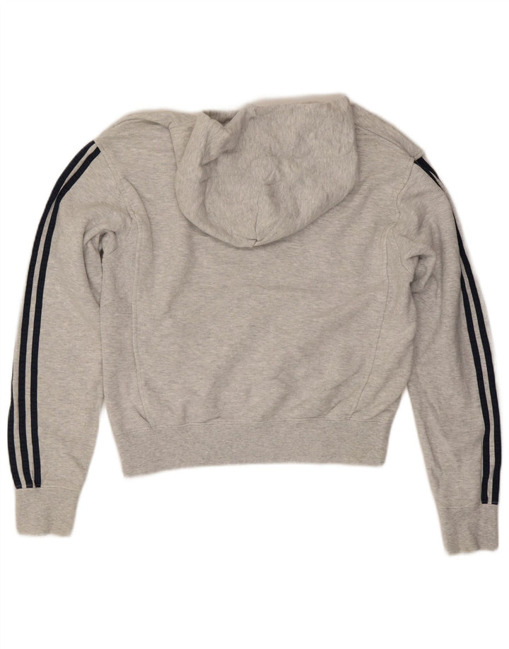 Γυναικεία Adidas Crop Hoodie Jumper UK 14 Medium Grey Cotton
