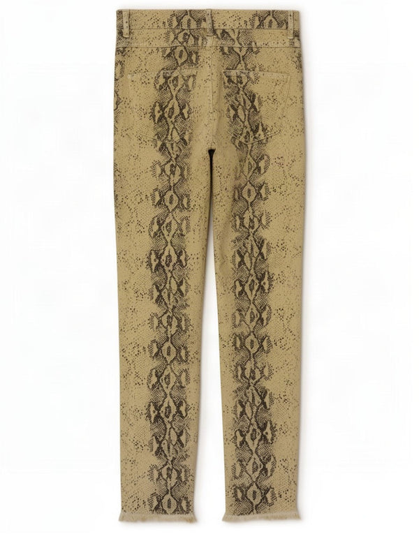 Zara Γυναικείο Skinny Casual Παντελόνι EU 38 Small W28 L26 Green Animal Print