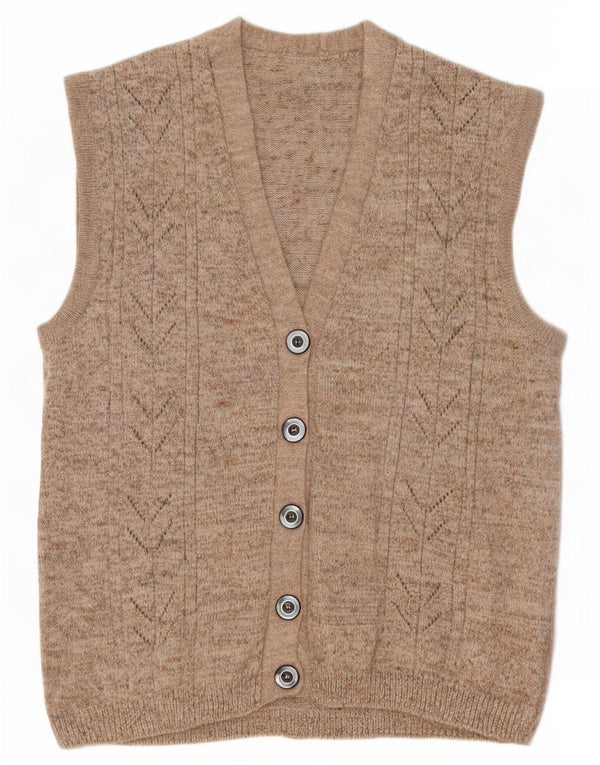 Vintage γυναικείο αμάνικο πουλόβερ UK 14 Medium Beige Flecked