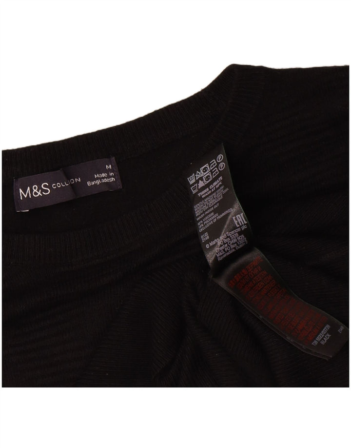 Marks & Spencer Γυναικείο πουλόβερ με λαιμό σκακιέρα UK 14 μεσαία μαύρη βισκόζη