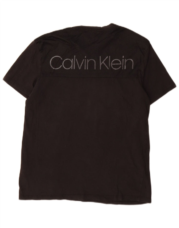 CALVIN KLEIN Ανδρικό γραφικό T-Shirt Top Μικρό μαύρο βαμβακερό