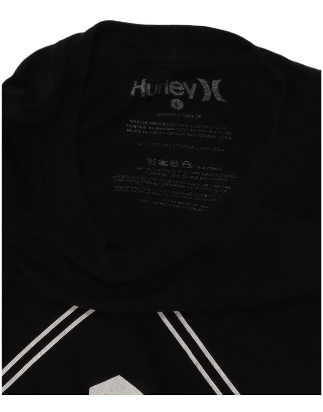 HURLEY Ανδρικό γραφικό T-Shirt Top Large Μαύρο Βαμβακερό