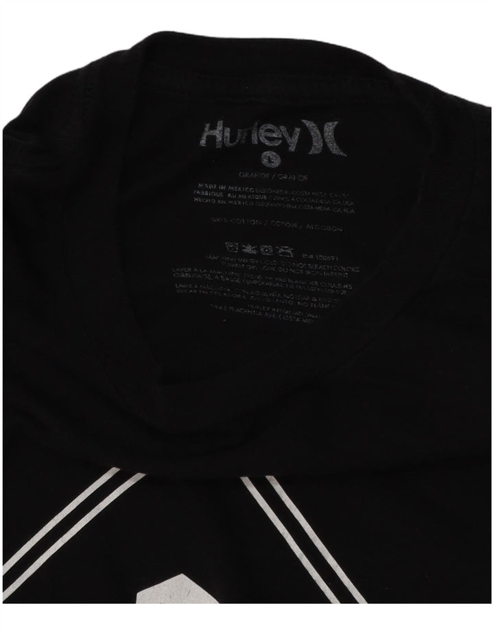 HURLEY Ανδρικό γραφικό T-Shirt Top Large Μαύρο Βαμβακερό