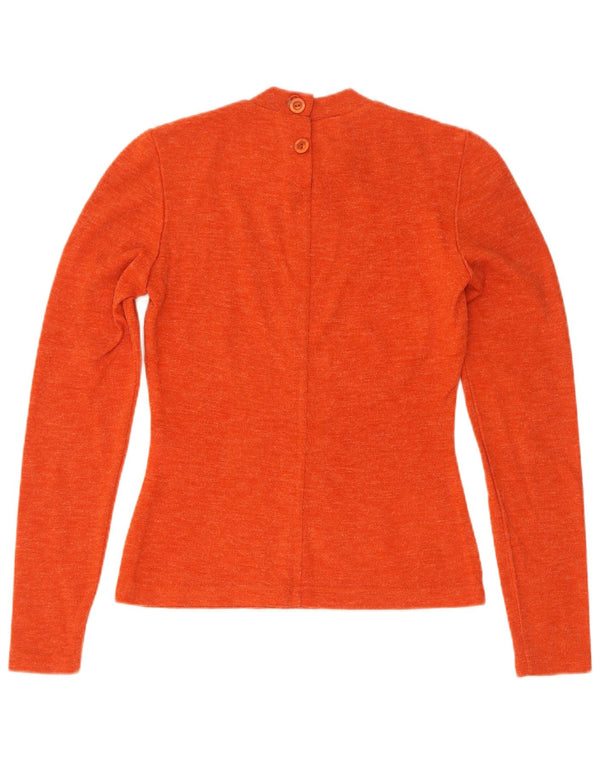 Vintage γυναικείο πουλόβερ με λαιμόκοψη UK 10 Small Orange Nylon