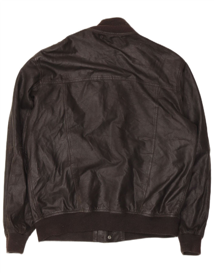 Luca D'altieri Ανδρικό Bomber Δερμάτινο Μπουφάν UK 38 Δερμάτινο Μεσαίο Καφέ