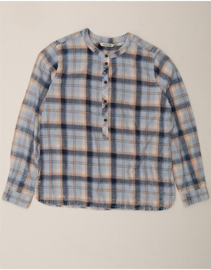 ORVIS Womens Pullover Shirt UK 16 Large Blue Check Cotton Vintage Orvis and Second-Hand Orvis from Messina Hembry 