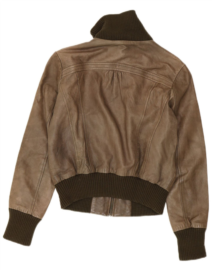 Oasis Γυναικείο Δερμάτινο Μπουφάν UK 14 Medium Khaki Colourblock