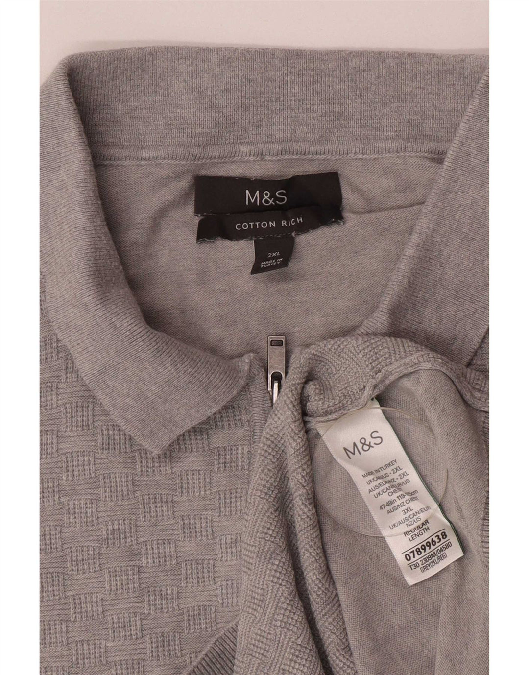 Marks & Spencer Ανδρικό πουλόβερ Polo Neck Jumper 2XL Γκρι βαμβακερό