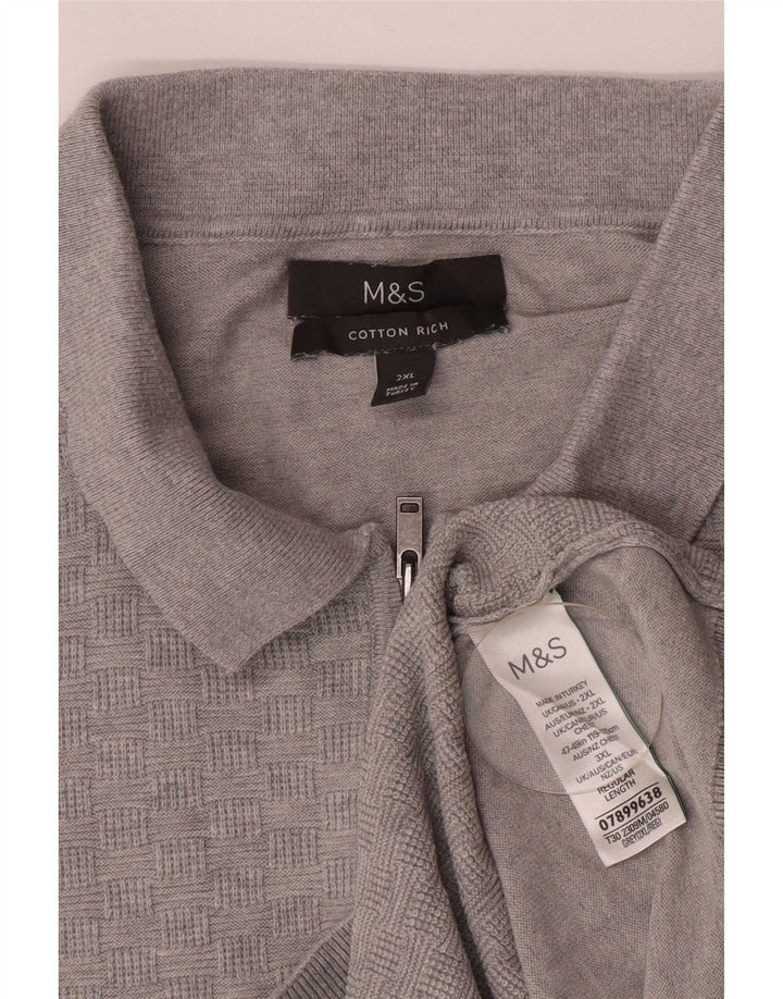 Marks & Spencer Ανδρικό πουλόβερ Polo Neck Jumper 2XL Γκρι βαμβακερό